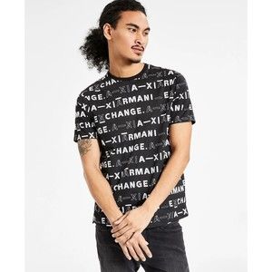 ARMANI EXCHANGE ALL OVER LOGO SS BLACK T-SHIRT NWT (L)